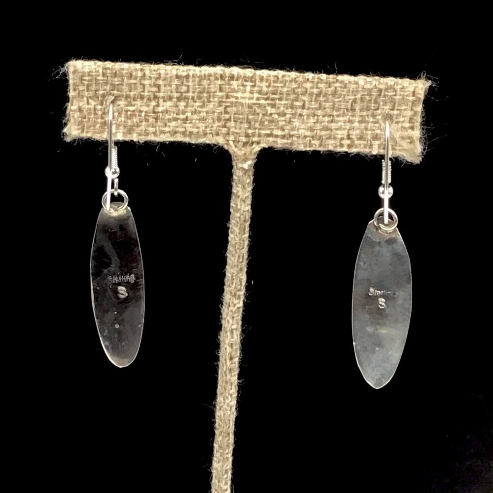 Sterling Silver Native American Multi Stone Inlay Earrings 2” - Picture 2 of 11